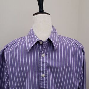 Mossimo Supply Co. Men's Athletic Fit Striped (Purple, White) Shirt, Size Medium